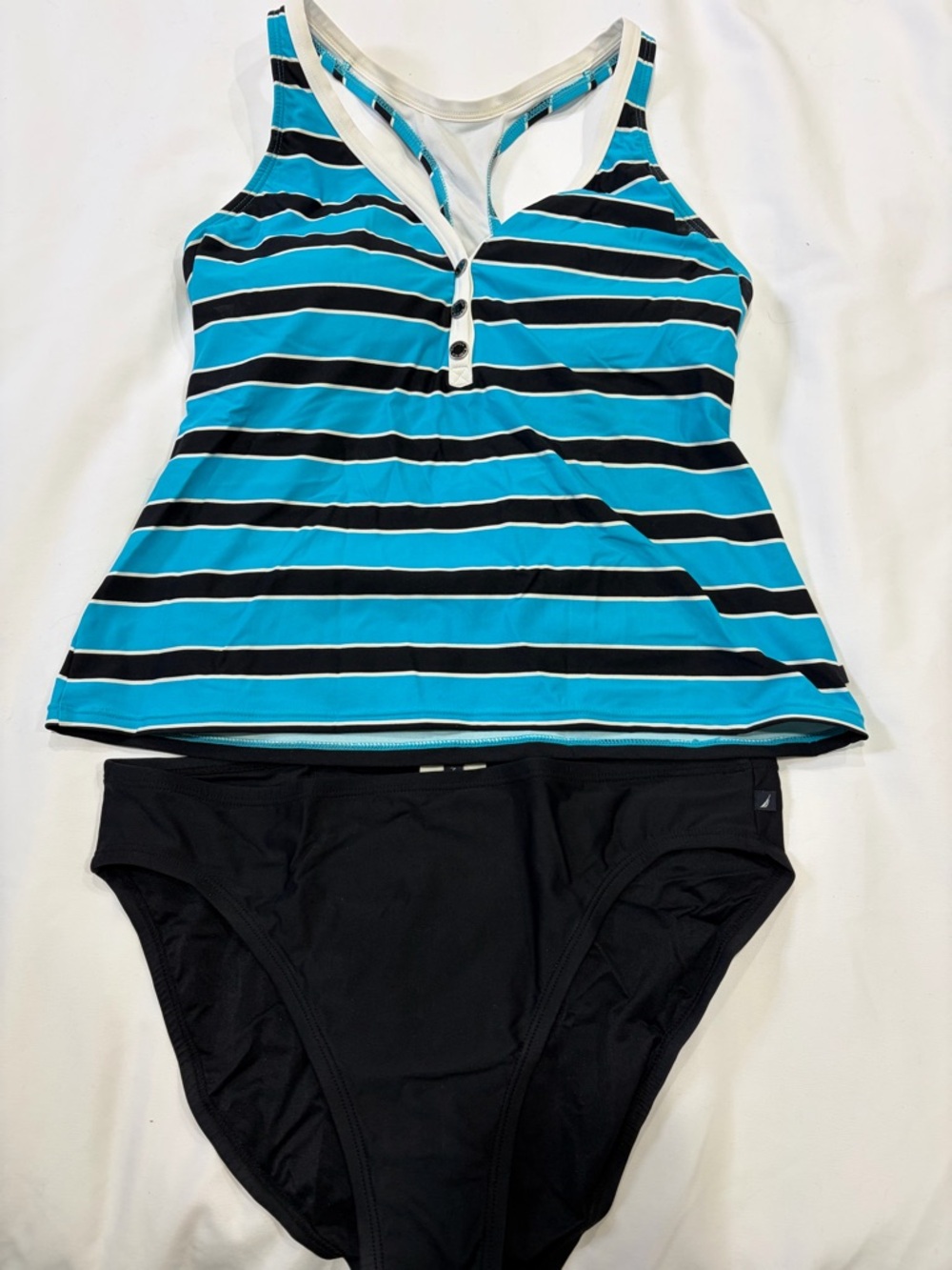 Nautica Women’s Blue & Black Striped Tankini Swim Set